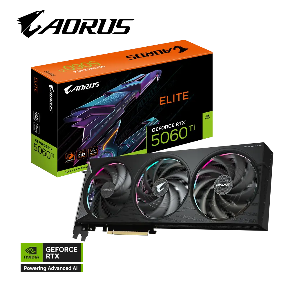 Gigabyte AORUS GeForce RTX 5060 Ti ELITE 16GB GDDR7 – DLSS 4, Ray
