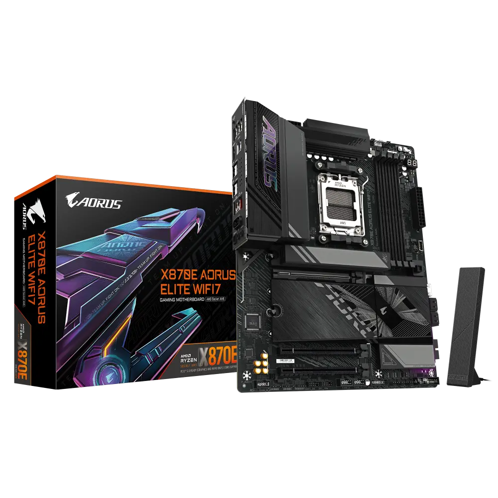 Gigabyte X870E AORUS ELITE WiFi 7 DDR5 ATX Motherboard – AM5, PCIe 5.0 x16 & x4, Dual M.2 Gen 5, USB4 40 Gbs, 2.5 Gb LAN, RGB Fusion