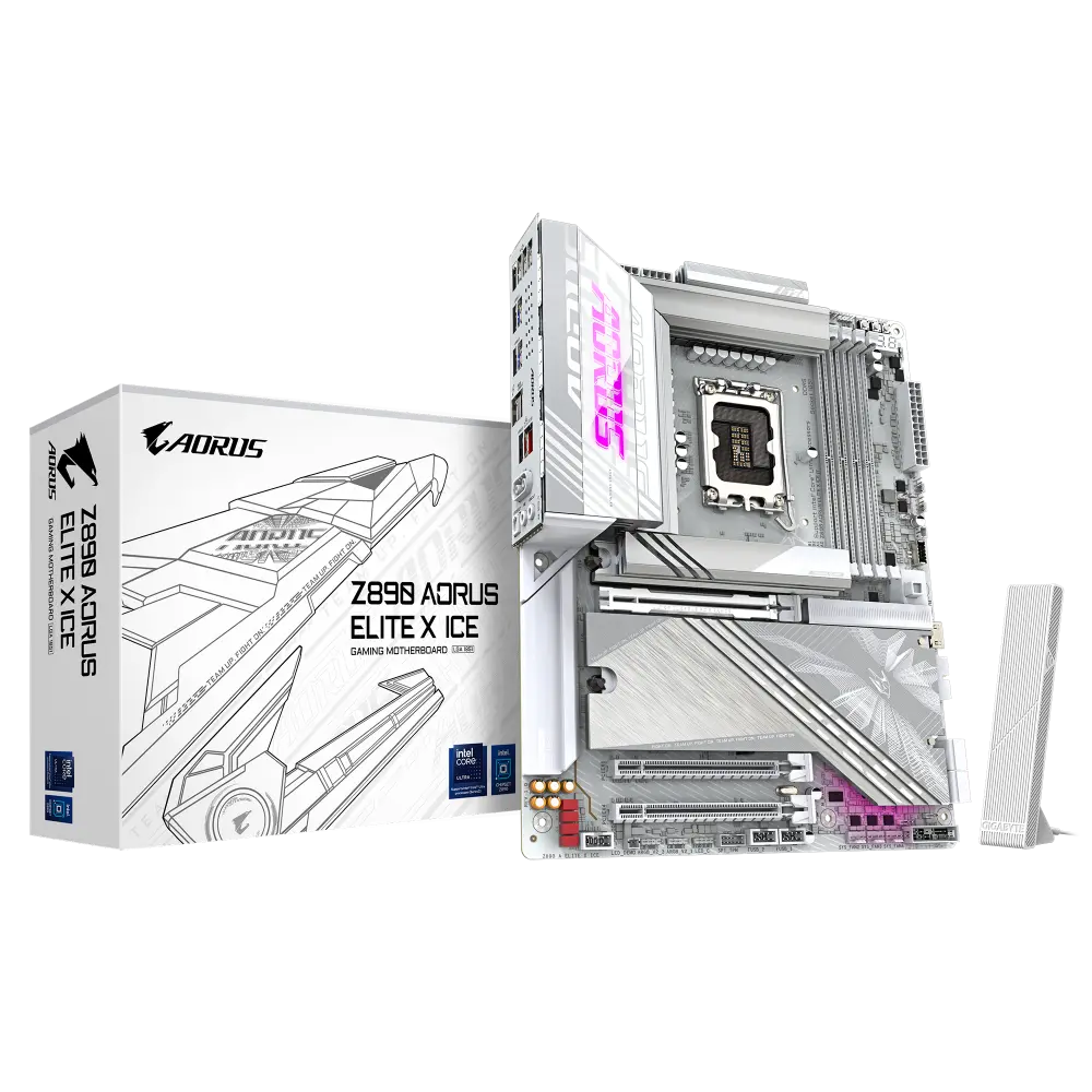 Gigabyte Z890 AORUS ELITE X ICE – LGA 1851, Intel Z890 Chipset, DDR5, Wi-Fi 7, Thunderbolt 4, ATX Motherboard