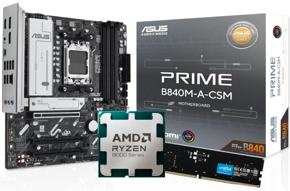 Bundle ASUS PRIME B840M-A-CSM + Processor AMD Ryzen 5-8400F + Ram Crucial 8G DDR5 5600Mhz