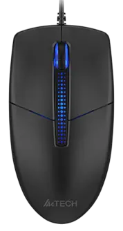A4Tech N-530S Wired Optical Mouse – Silent Clicks, 1200 DPI, USB, Blue LED Backlight, 4-Way Scroll, 8-in-One Gestures, Ergonomic Design, Black