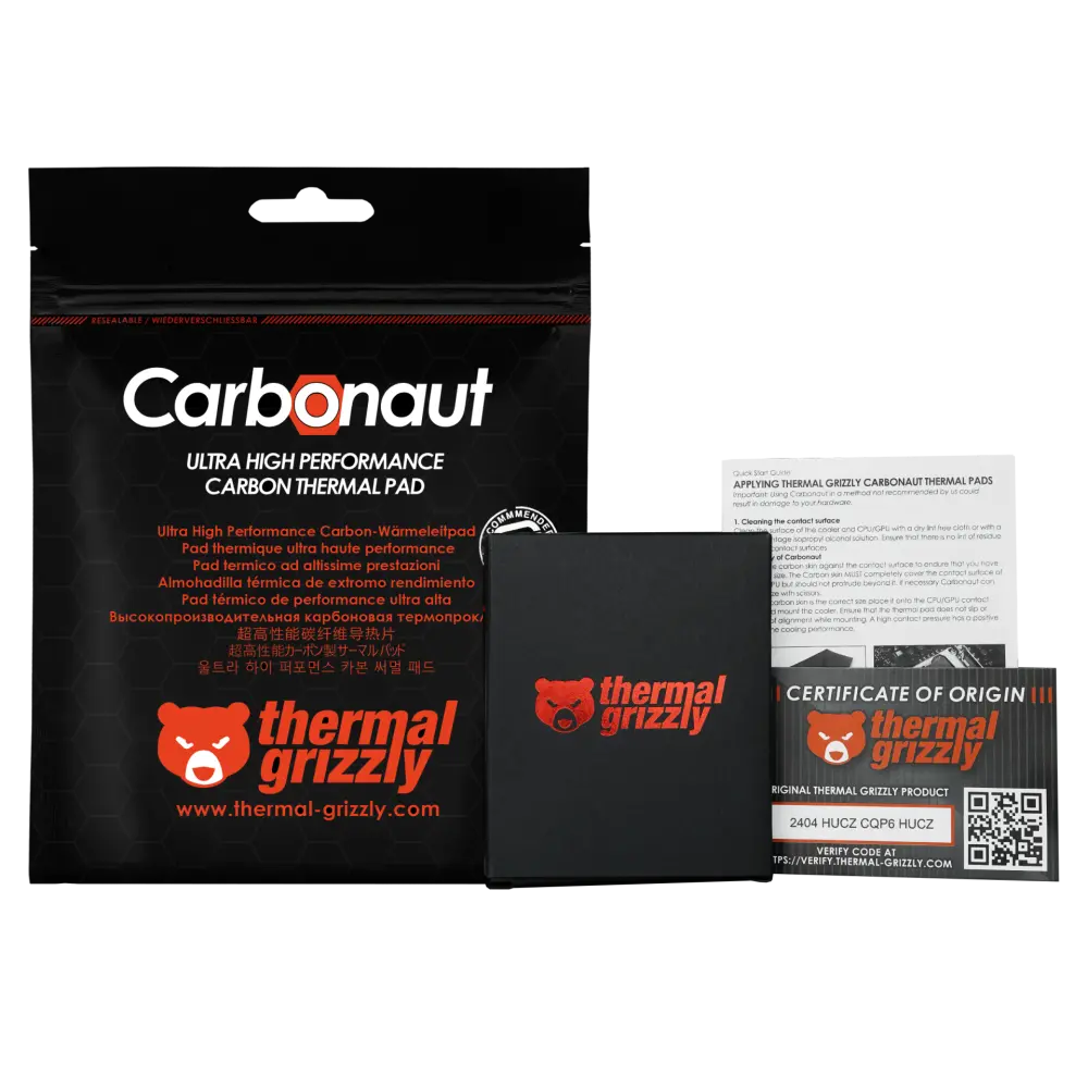 Thermal Grizzly Carbonaut 38×38×0.2mm TG-CA-38-38-02-R — High Tech Carbon Flexible Thermal Pad, Does not dry out