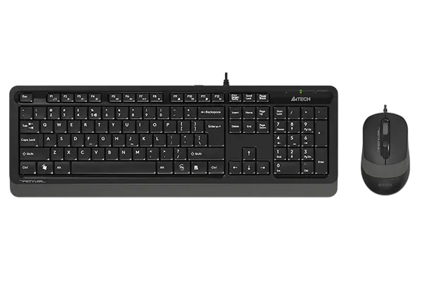 A4Tech Fstyler F1010 Wired Multimedia Keyboard and Mouse Combo – 1600 DPI, 12 Hotkeys, Ergonomic Design, Splash-Proof, USB, Black