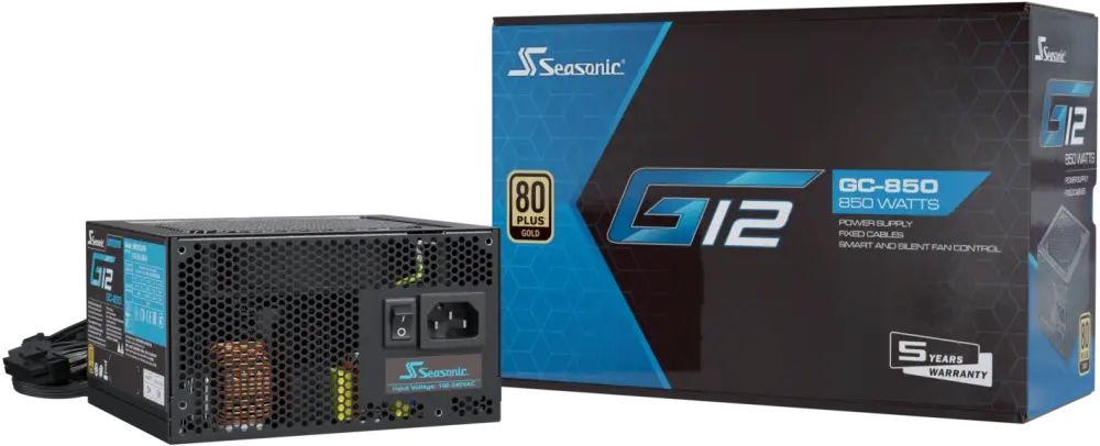 Seasonic G12 GC-850W 80+ Gold – ATX 12V, Smart and Silent 120mm Fan, Sleeve Bearing, Flat Black Cables