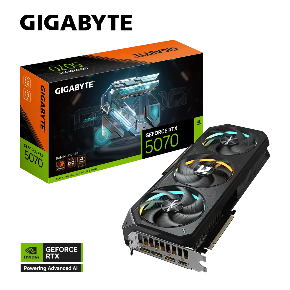 GIGABYTE GeForce RTX™ 5070 GAMING OC 12G – GDDR7, DLSS 4, Ray Tracing, PCIe 5.0, Triple-Fan Cooling