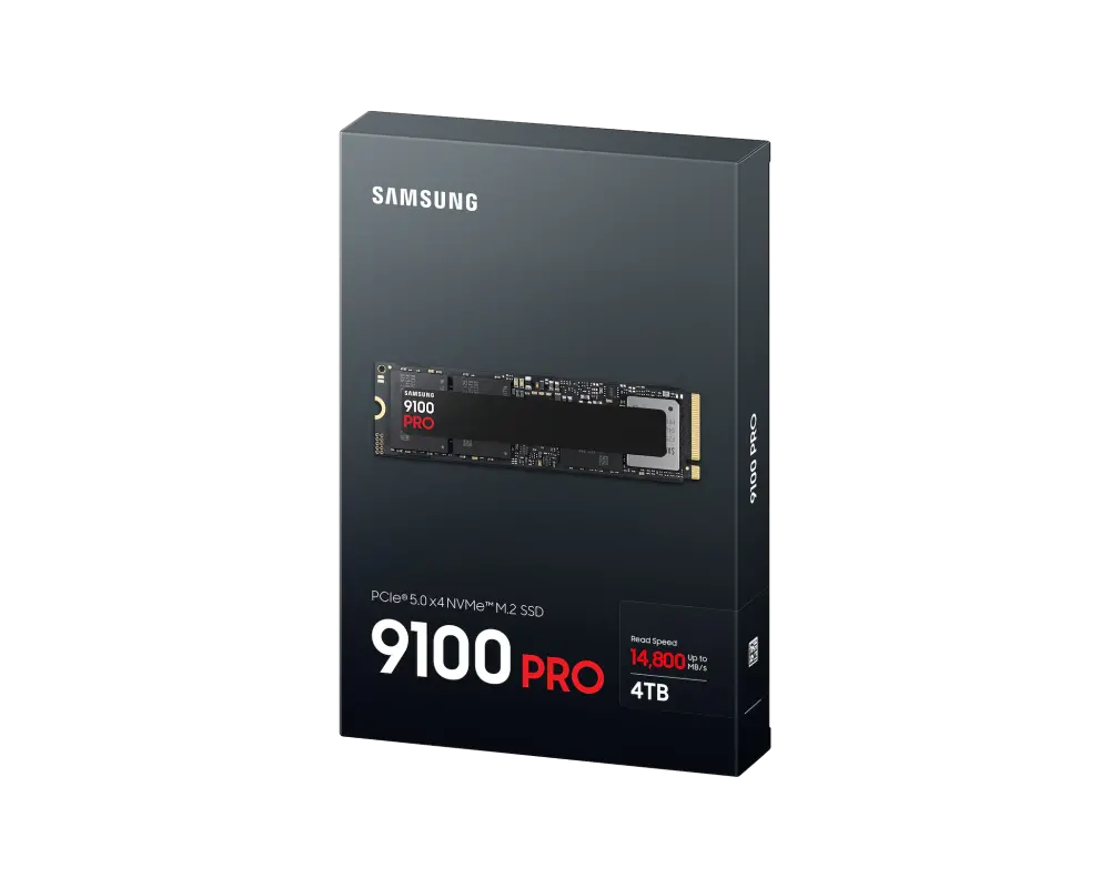 Samsung 9100 PRO 4TB PCIe 5.0 NVMe SSD – 14,800 MB/s Read, 13,400