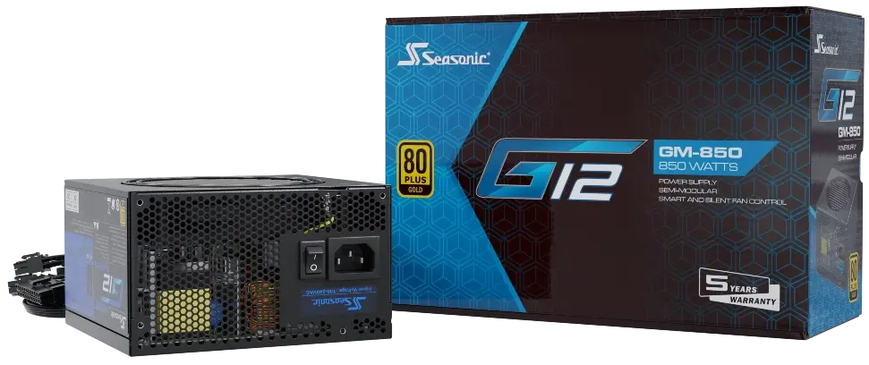 Seasonic G12 GM-850W 80+ Gold – ATX 12V, Semi-Modular, Smart and Silent 120mm Fan, Sleeve Bearing, Flat Black Cables