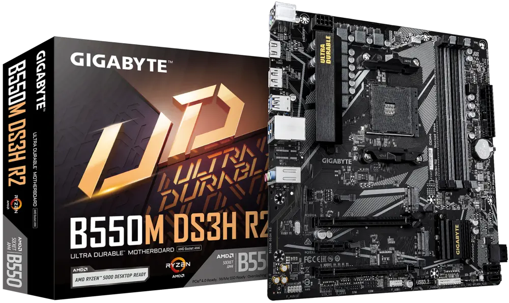 Gigabyte B550M DS3H R2 M-ATX Motherboard – AM4, DDR4-4733 OC, PCIe