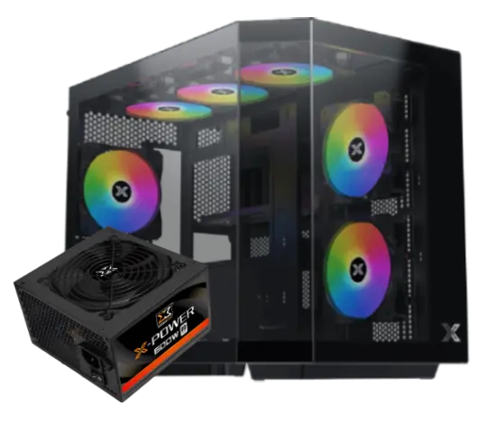 Xigmatek Cubi M ARGB Mid Tower Case with X-Power 600W 80+ White PSU – Tempered Glass, RGB Lighting, ATX Support