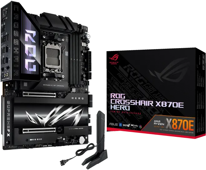 ASUS ROG Crosshair X870E Hero 90MB1IE0-M0EAY0 – AM5, DDR5 8600+ MTs, PCIe 5.0, Wi-Fi 7, Bluetooth 5.4, USB4, 6x M.2, AI Overclocking