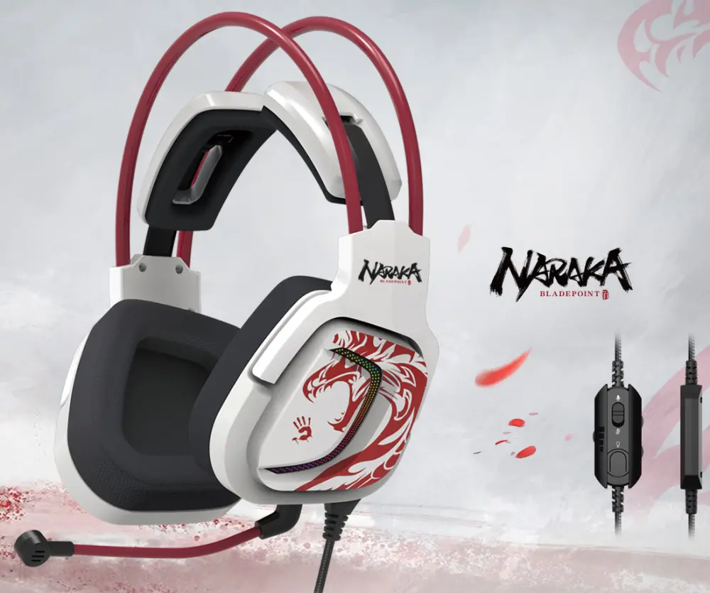 Bloody G575 Naraka Virtual 7.1 Surround Gaming Headset – 50mm HD Driver, Detachable Noise Cancelling Mic, Suspension Headband