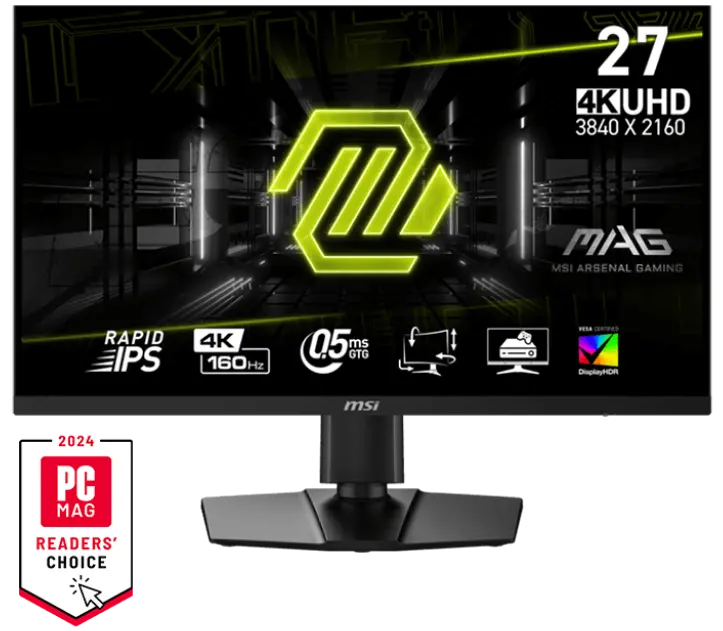 MSI MAG 274UPF E2 4K IPS 160Hz Frameless Gaming Monitor – 0.5ms GTG, 27", HDR 400, 133% SRGB, SWIVEL, FreeSync, VESA Mount