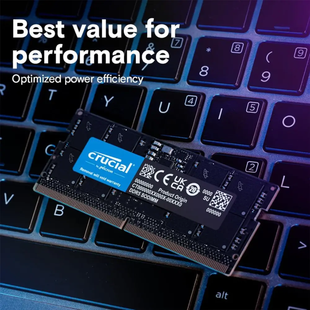 Crucial 16GB DDR5-4800MHz CL40 Laptop Memory CT16G48C40S5