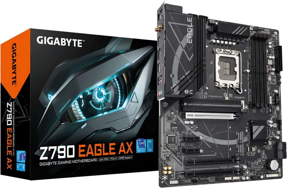 Gigabyte Z790 EAGLE AX – LGA1700, DDR5 7600OC, PCIe 5.0, 3xM.2, Bluetooth5.3, WiFi 6E, 2.5GbE LAN, 8x USB, Realtek Audio