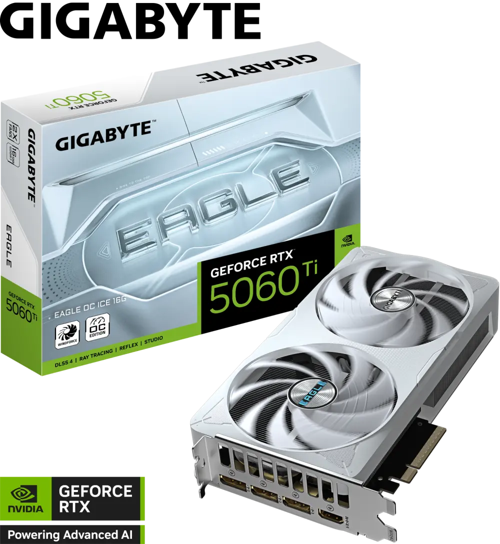 Gigabyte GeForce RTX 5060 Ti EAGLE OC ICE 16GB GDDR7 Graphics Card – Overclocked Edition