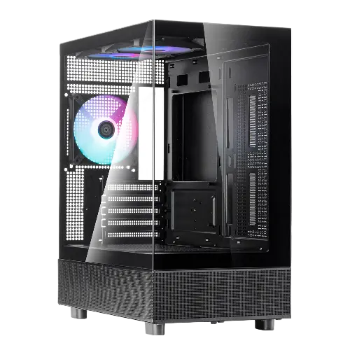 SilverStone Lucid 04 Mid‑Tower Case + 500 W 80+ Power Supply – Tempered‑Glass, High‑Airflow, ATX Support, Pre‑Installed 120 mm Fan