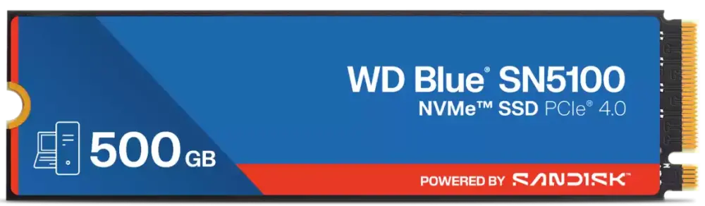 WD Blue SN5100 500GB PCIe 4.0 NVMe – 6600MBs Read, 5600MBs Write, 300TBW, SANDISK nCache 4.0