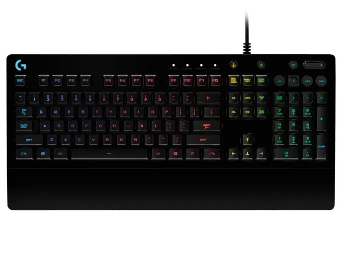 Logitech G213 Prodigy RGB Gaming 920-008083 – Mech-Dome Keys, 5-Zone RGB, Spill-Resistant, Palm Rest, Media Controls