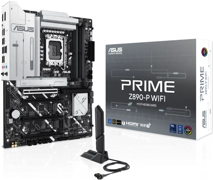 ASUS PRIME Z890-P WIFI 7 ATX Motherboard – Thunderbolt 4, LGA1851, 8666(OC) DDR5, PCIe 5.0, USB(10/5Gbps), 4x M.2, Bluetooth v5.4, 2.5Gbps LAN