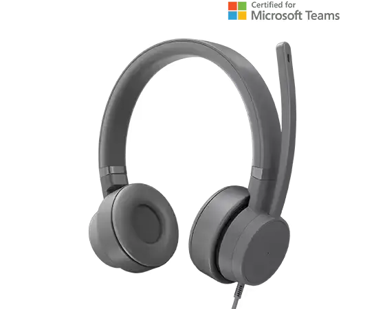 Lenovo Go Wired ANC Headset GXD1C99243 – USB-C/USB-A, Active & Environmental Noise Cancellation, Microsoft Teams Certified, Flip-to-Mute Mic, 40mm Drivers – Storm Grey