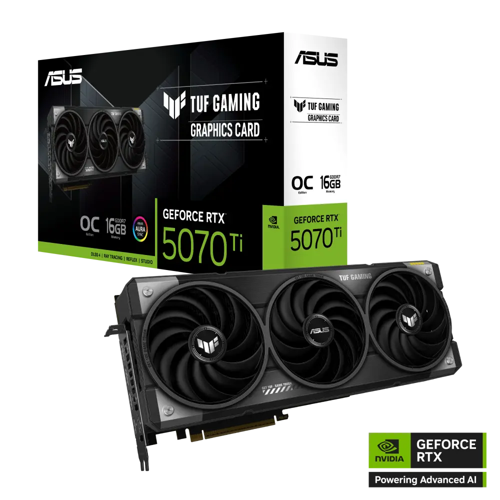 ASUS TUF Gaming GeForce RTX 5070 Ti OC 16GB GDDR7 Graphics Card – PCIe 5.0, Ray Tracing, DLSS 4, Triple-Fan Cooling