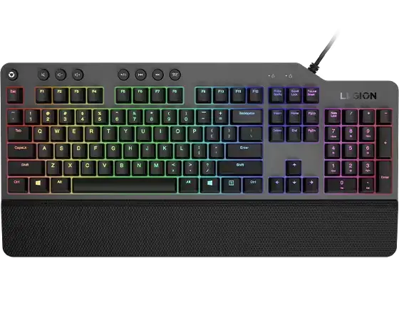 Lenovo Legion K500 RGB Mechanical Gaming Keyboard GY40T26478 – Red Switches, 16.8M Per-Key RGB Lighting, 50M Keystroke Lifespan, Detachable Palm Rest, Anti-Ghosting, USB 2.0 Wired – Black