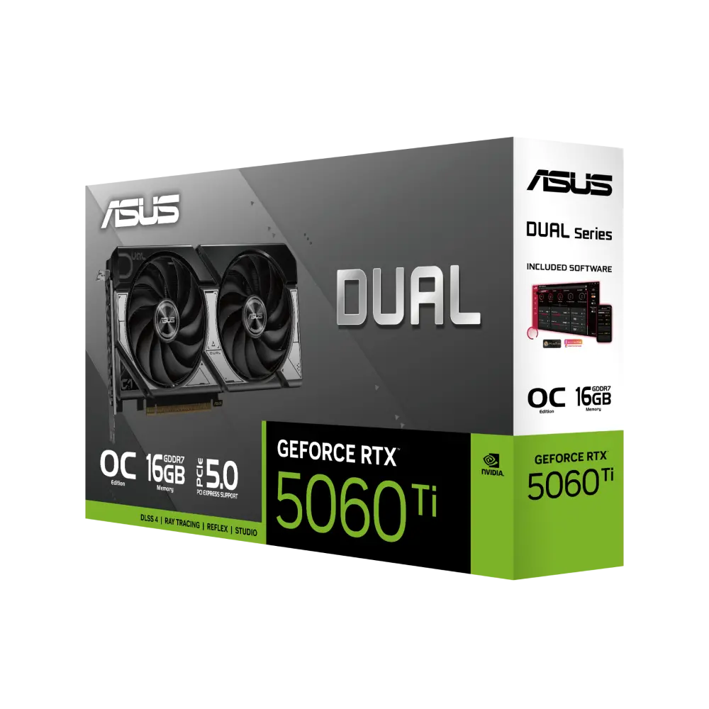 ASUS Dual GeForce RTX 5060 Ti 16GB GDDR7 – 2632MHz OC, PCIe