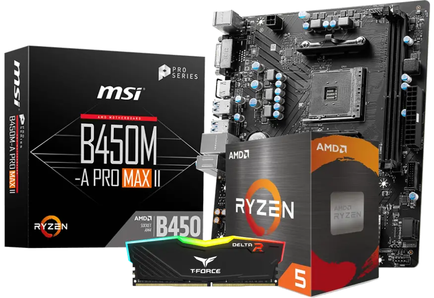 MSI B450M-A PRO MAX II + Ryzen 5 5500 + T-FORCE DELTA RGB