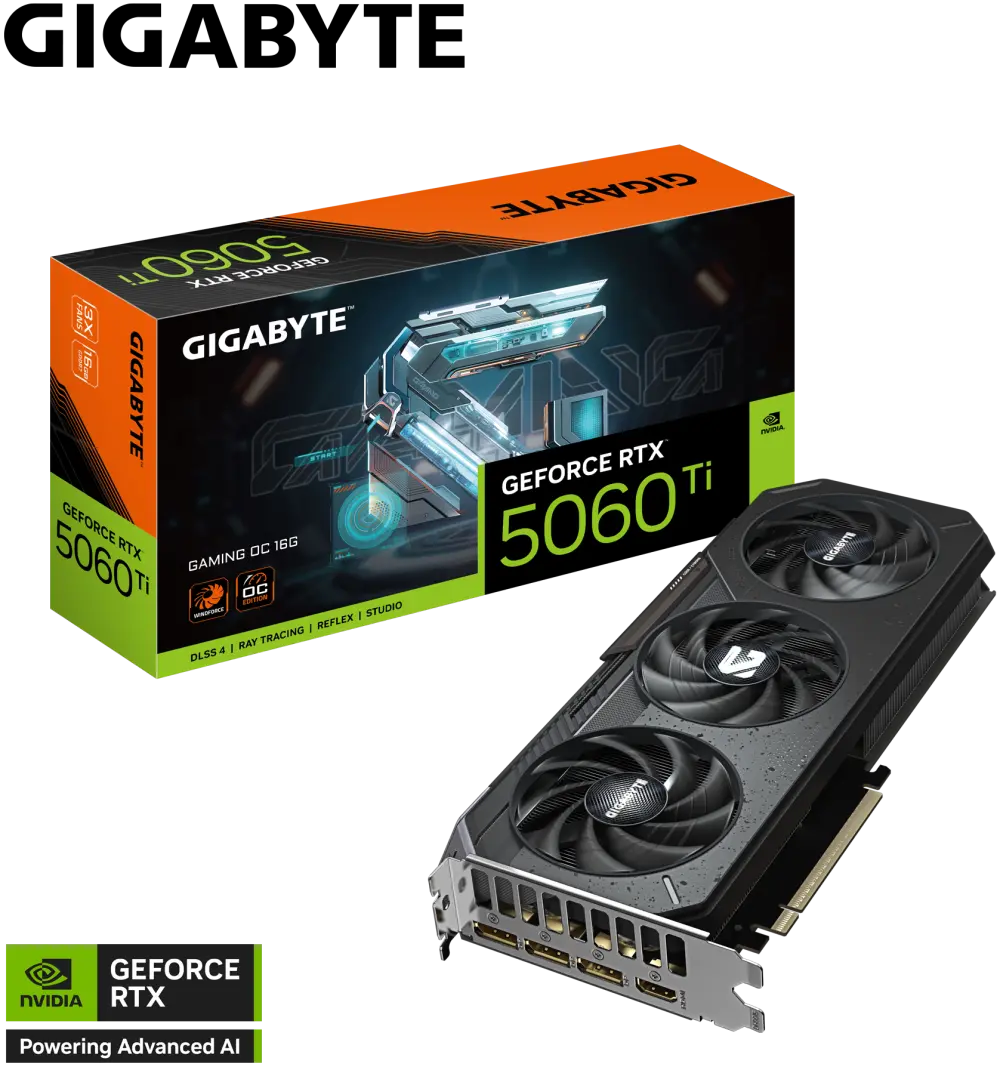 Gigabyte GeForce RTX 5060 Ti GAMING OC – 16GB GDDR7, 2647MHz Boost, PCIe 5.0, DLSS 4, 3xDP 2.1b, 1xHDMI2.1b