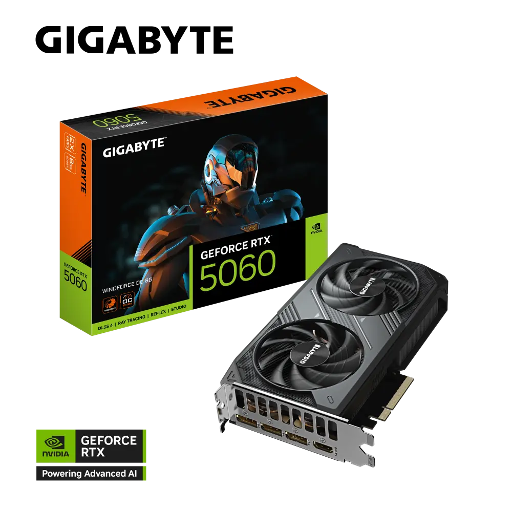 GIGABYTE GeForce RTX™ 5060 WINDFORCE OC 8G – GDDR7, DLSS 4, Ray