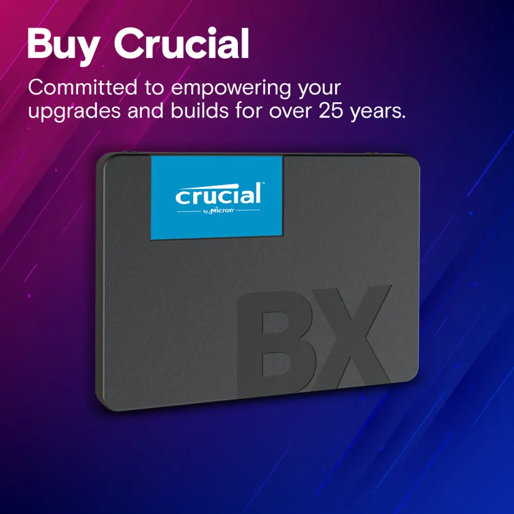 Crucial BX500 240GB SATA III Internal SSD – Up to 540 MB/s Read  500 MB/s Write, 1500 G Shock-Resistant, 80 TBW