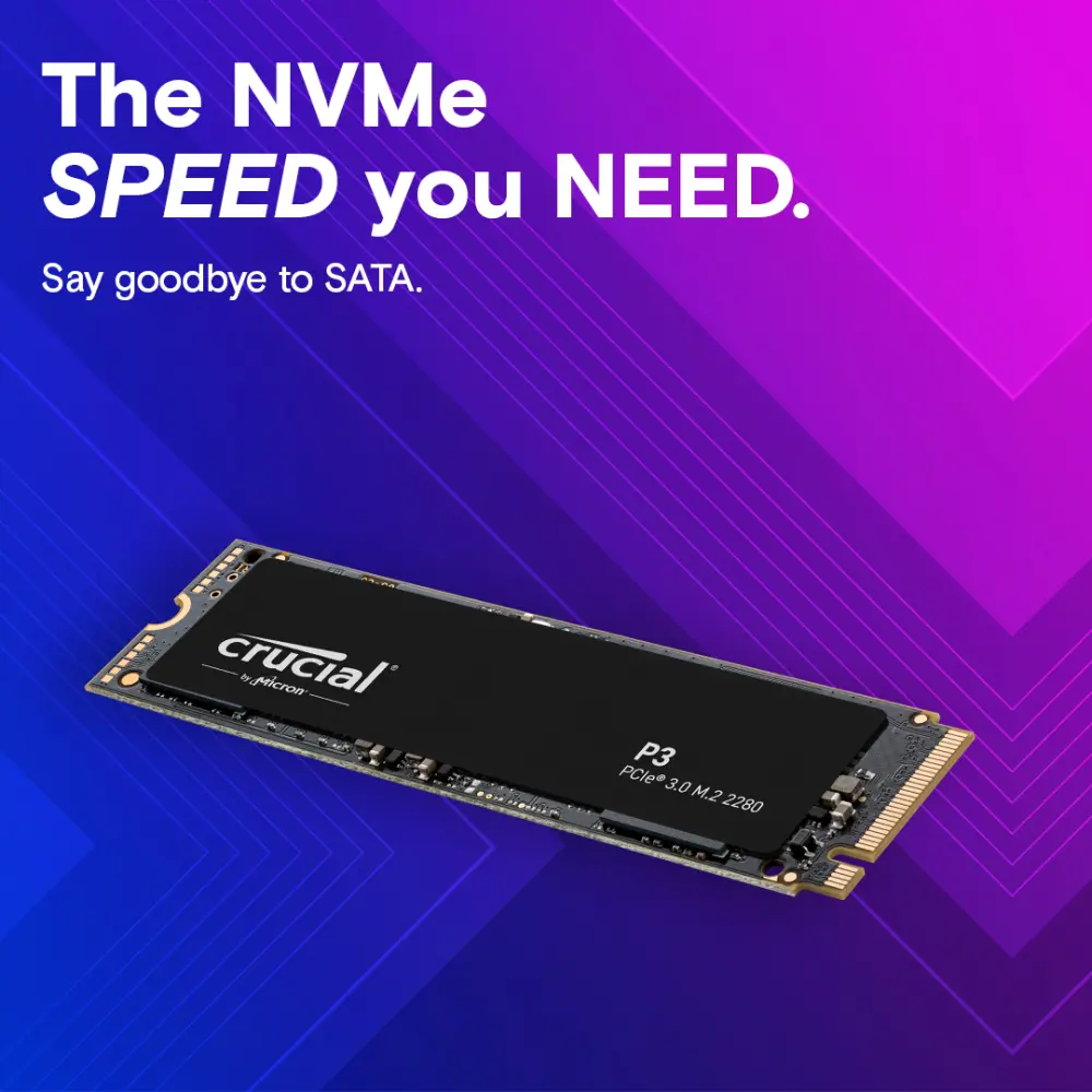 Crucial P3 1TB PCIe Gen3x4 M.2 NVMe SSD CT1000P3SSD8 – 3500MB/s