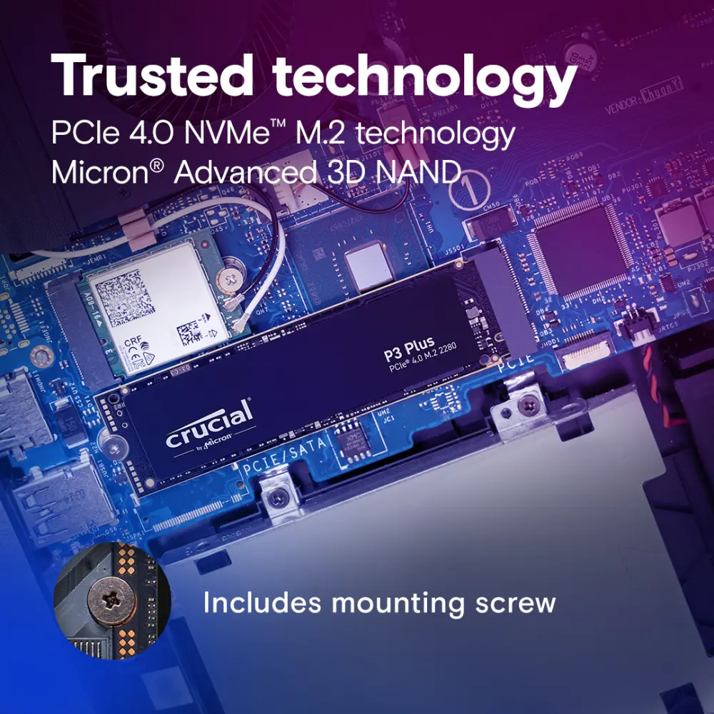 Crucial P3 Plus 1TB PCIe 4.0 NVMe M.2 SSD CT1000P3PSSD8 – 5000 MB