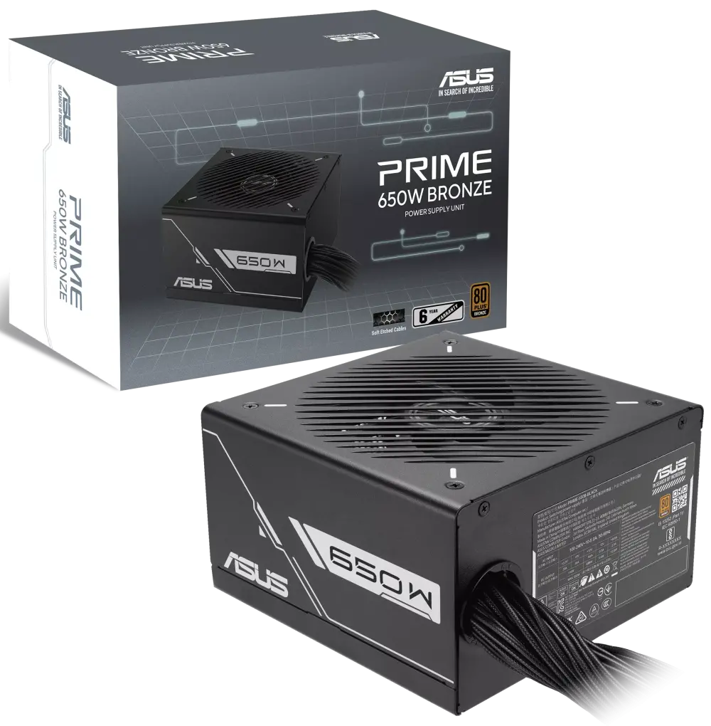 Asus Prime 650W 80Plus Bronze – Etched Cables, 135mm Fan, Dual Ball Fan Bearings
